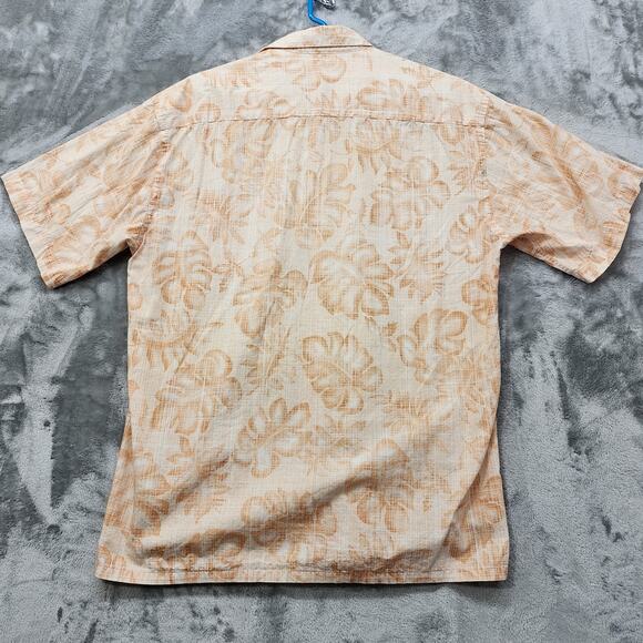 Moda Campia Moda Shirt Mens M Orange White Floral Cotton Short Sleeve Button Up - Picture 2 of 9